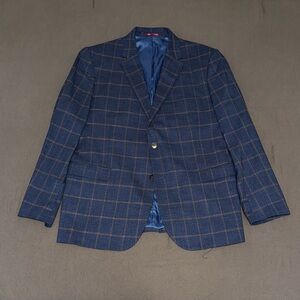 Johnston & Murphy Navy Plaid Blazer